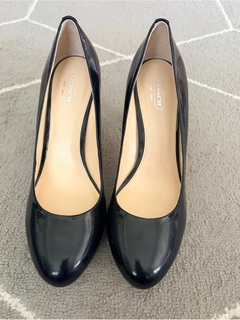 COACH Black Patent Leather Rounded Toe Pumps